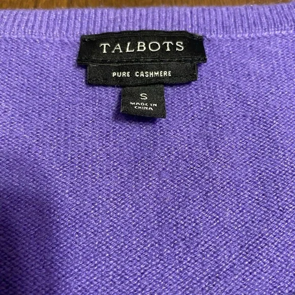 Talbots 100% Pure Cashmere Knit Sweater Size Small Purple Preppy Academia - Picture 2 of 10